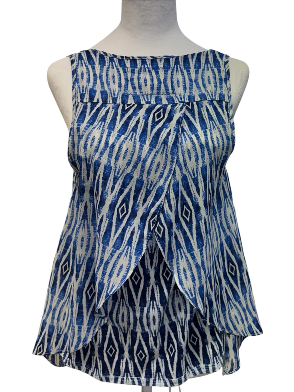 Anthropologie Meadow Rue Sleeveless Blue Patterned Layered Women's Tank Top US S